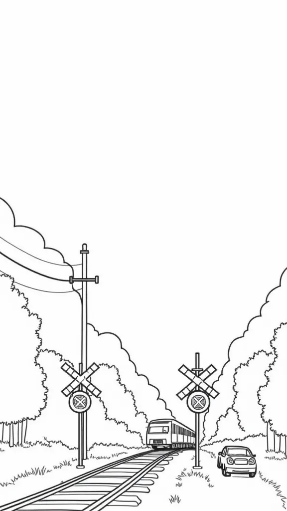 railroad crossing coloring page